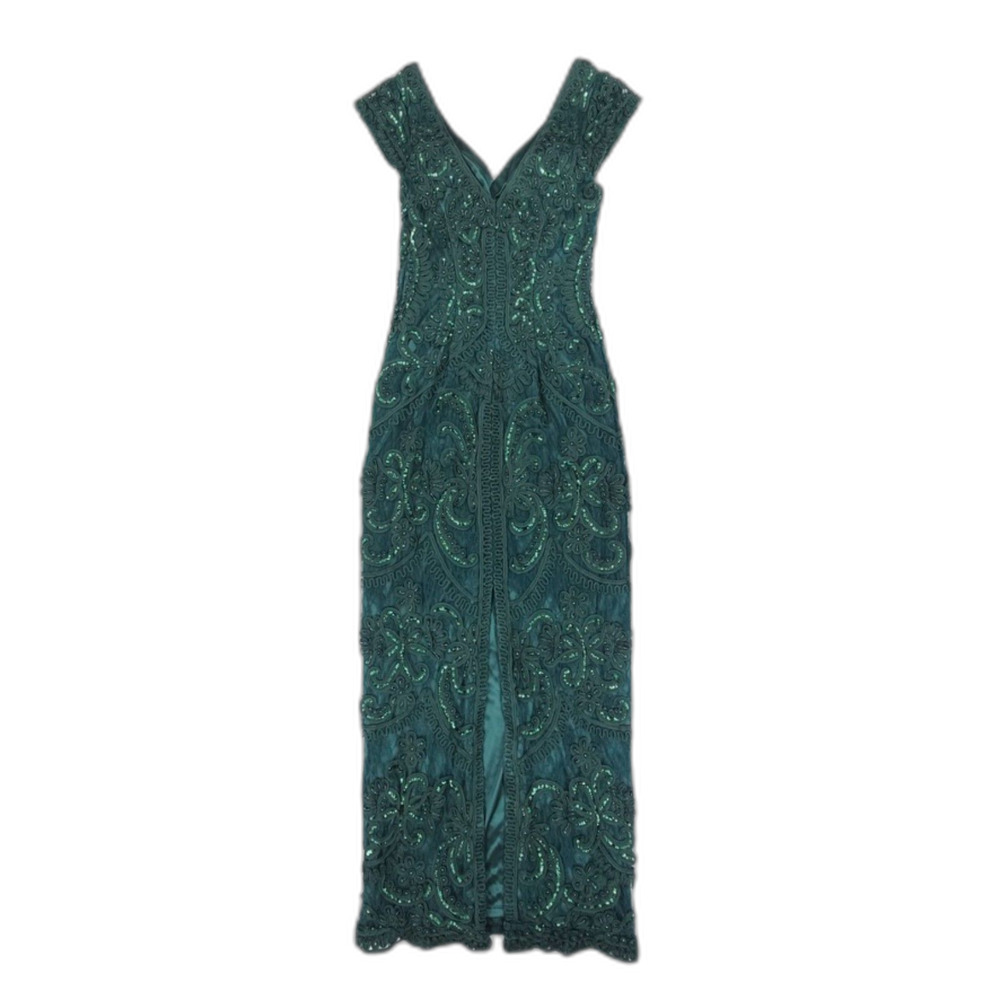 VINTAGE Sue Wong Bead Embellished Maxi Gown Romantic Feminine Ethereal Formal 4 - Picture 10 of 16